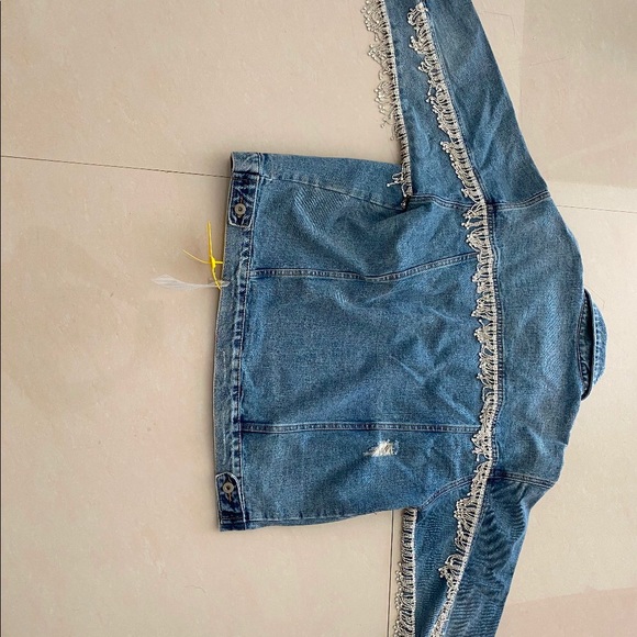 Kylie Taylor Swift Cowboy Diamond Denim Embellished Rhinestone Jean Jacket - Picture 10 of 11